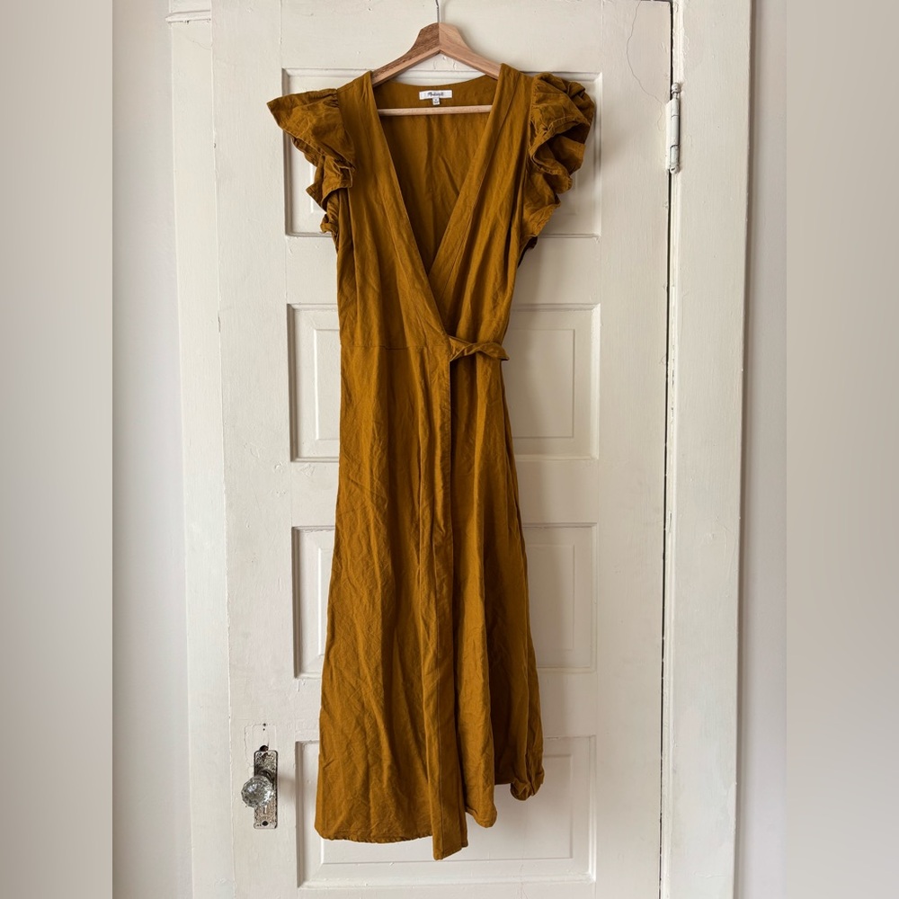 Madewell Flutter Sleeve Wrap Midi Dress